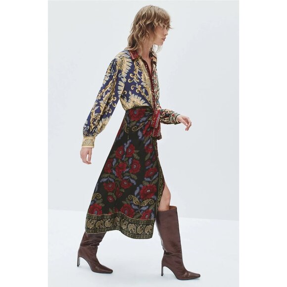 FARM Rio Dresses & Skirts - R-158. FARM Rio Navy Winter Mix Midi Dress